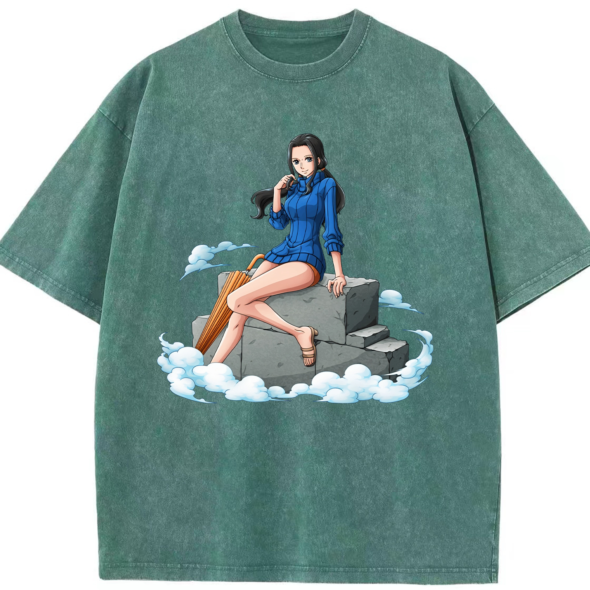 ワンピース ニコ・ロビン ONE PIECE Nico Robin 綿100% ヴィンテージ風 半袖Tシャツ（フロントプリント）